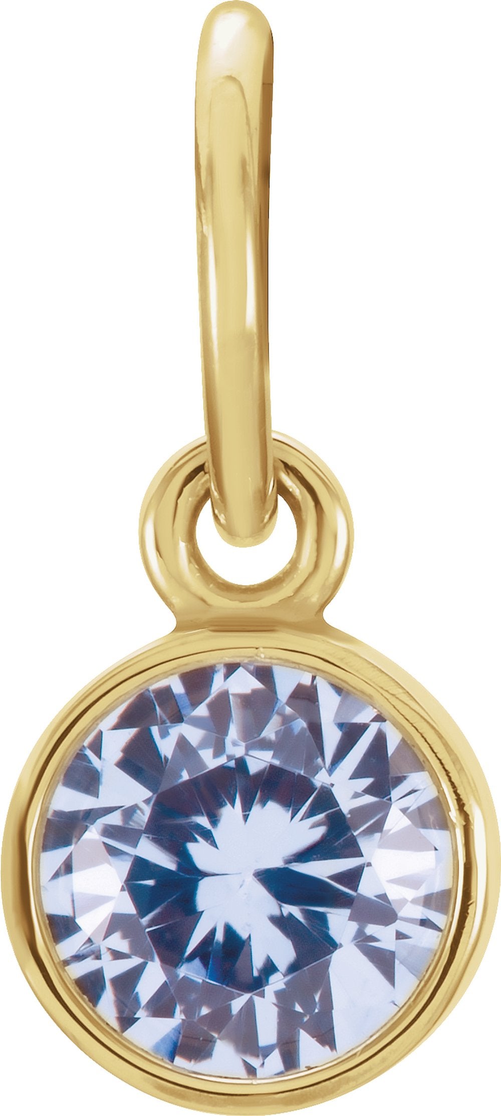 14K Yellow Gold Posh Mommy® Imitation Aquamarine Charm/Pendant