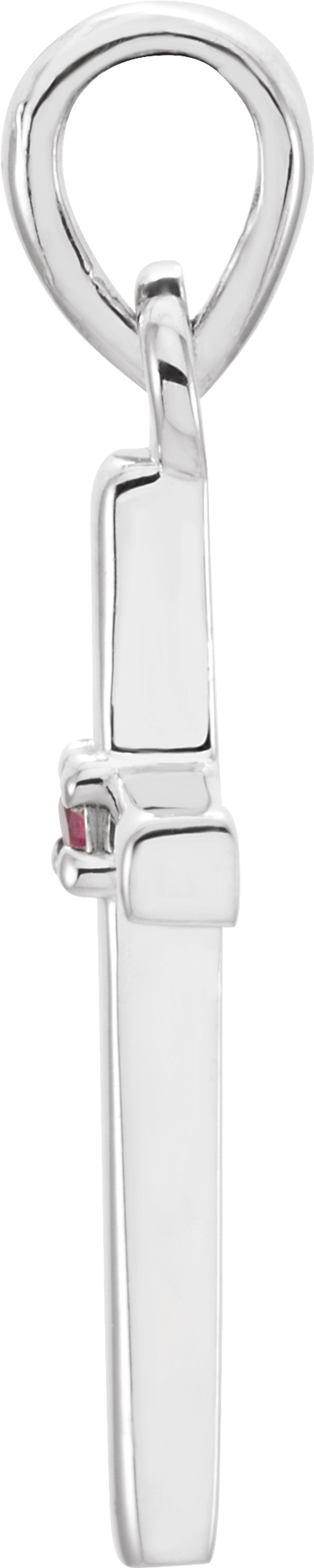 14K White Gold Natural Ruby Cross Pendant