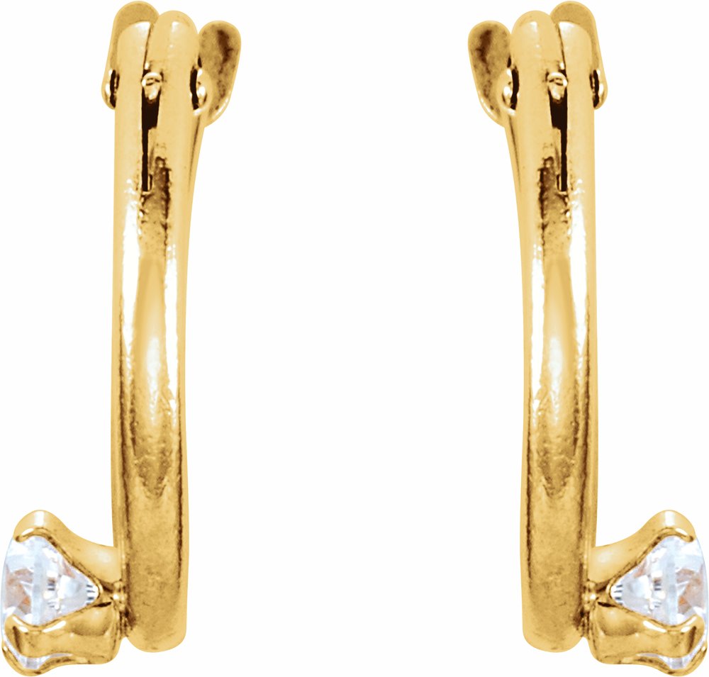 14K Yellow Imitation White Cubic Zirconia 10.5 mm Hoop Earrings