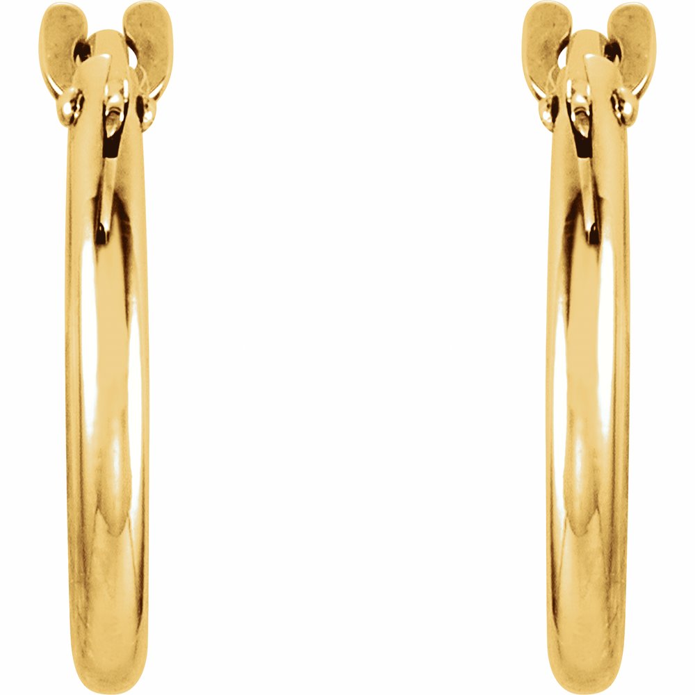 14K Yellow Gold 12.5 mm Hinged Hoop Earrings