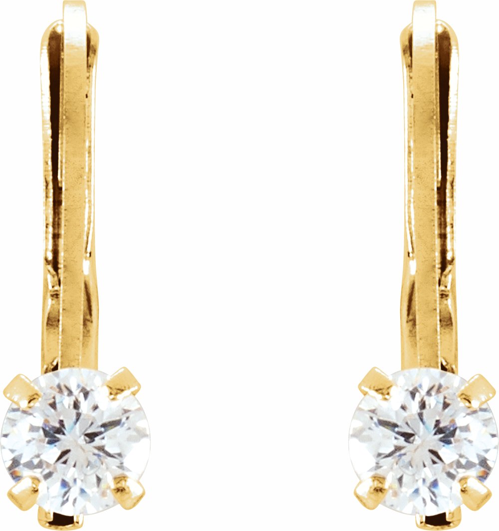 14K Yellow Imitation White Cubic Zirconia Youth Earrings