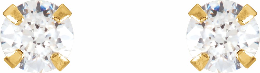 14K Yellow 3 mm Imitation White Cubic Zirconia Youth Stud Earrings