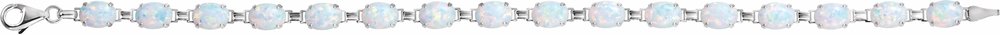 14K White Gold Lab-Grown White Opal Line 7" Bracelet