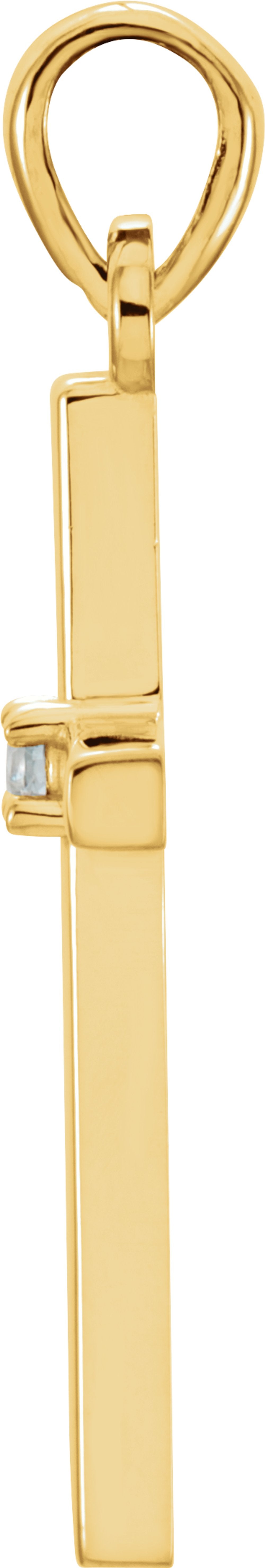 14K Yellow Natural Aquamarine Cross Pendant