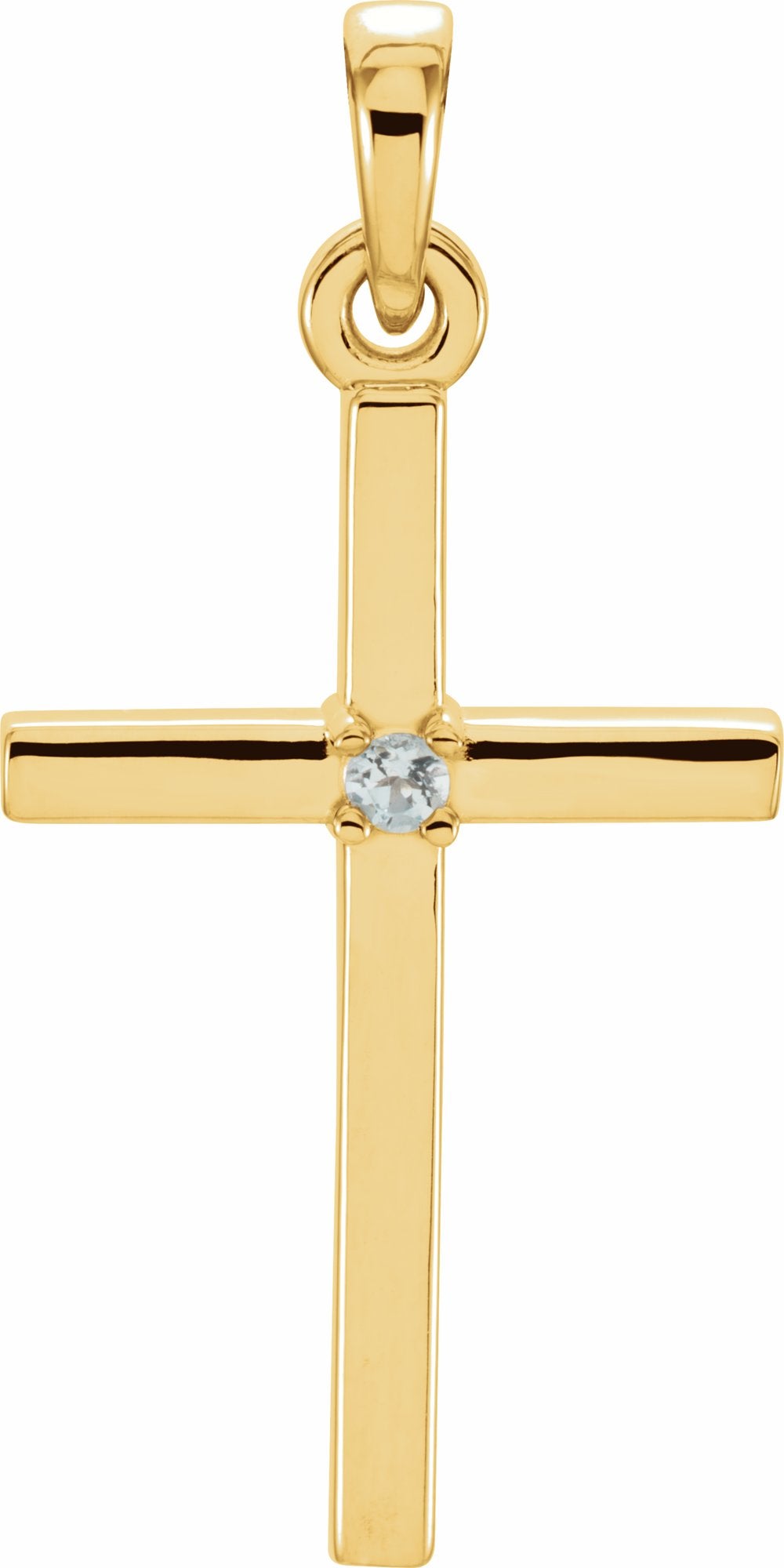 14K Yellow Gold Natural Aquamarine Cross Pendant