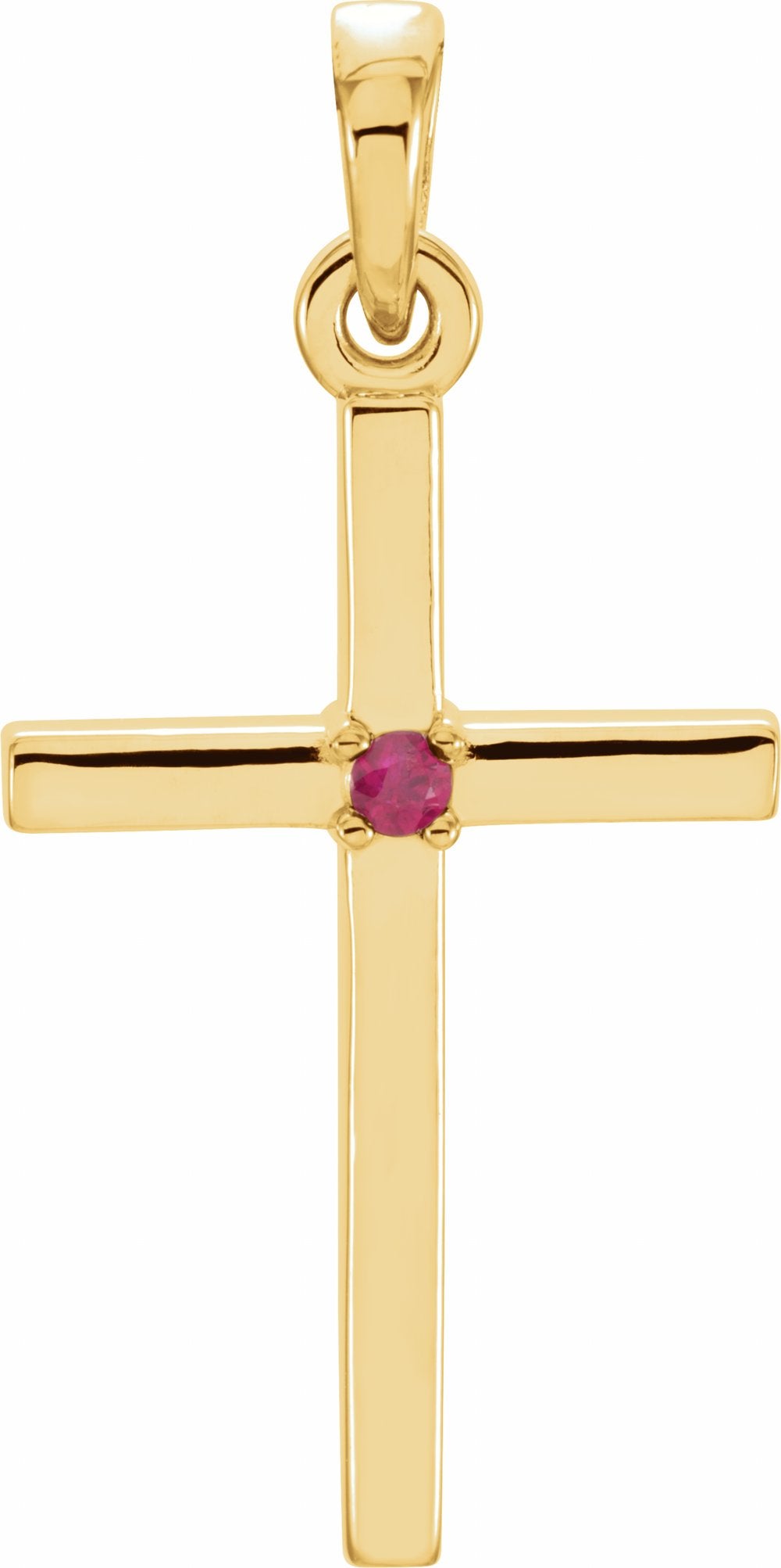 14K Yellow Natural Ruby Cross Pendant