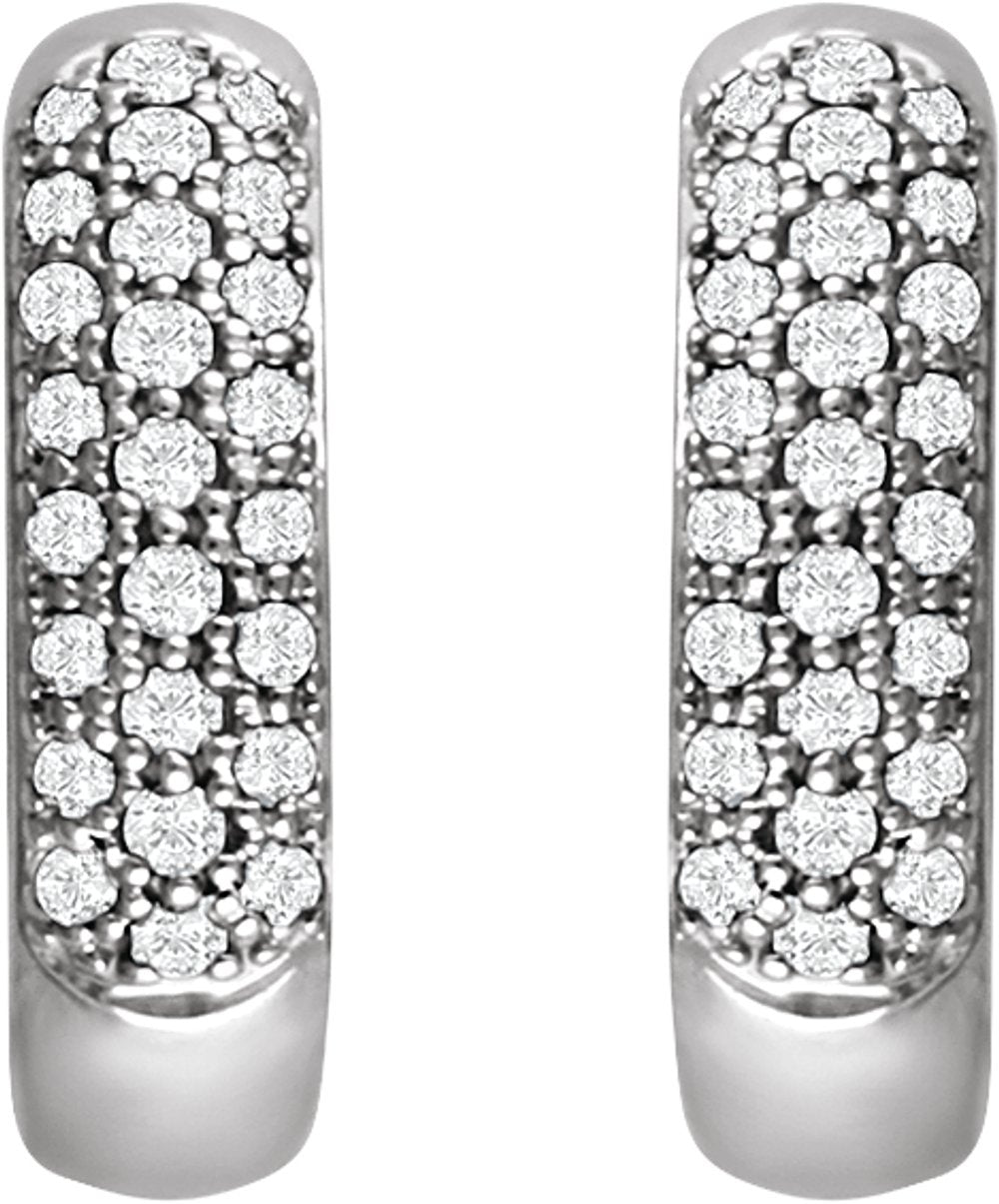 14K White Gold 1/3 CTW Natural Diamond Hoop Earrings