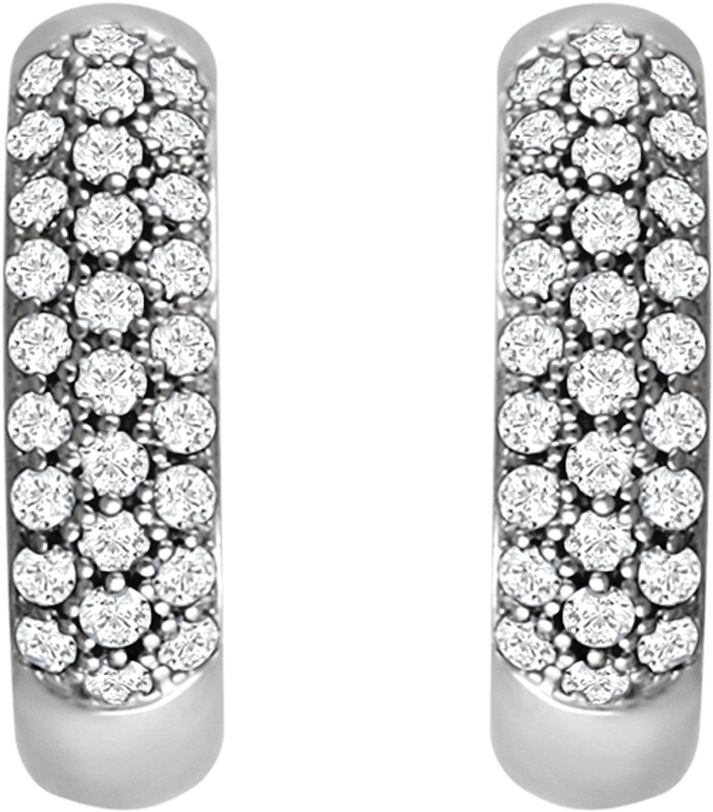 14K White Gold 1/2 CTW Natural Diamond Hoop Earrings