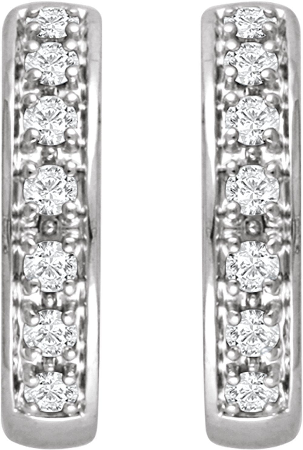 14K White 1/3 CTW Natural Diamond Hinged 15.8 mm Hoop Earring