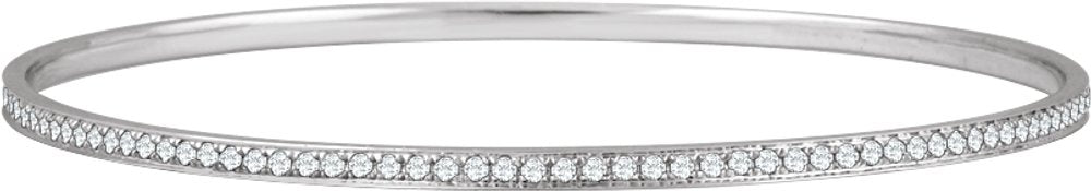 14K White 1 1/2 CTW Natural Diamond 7" Bangle Bracelet