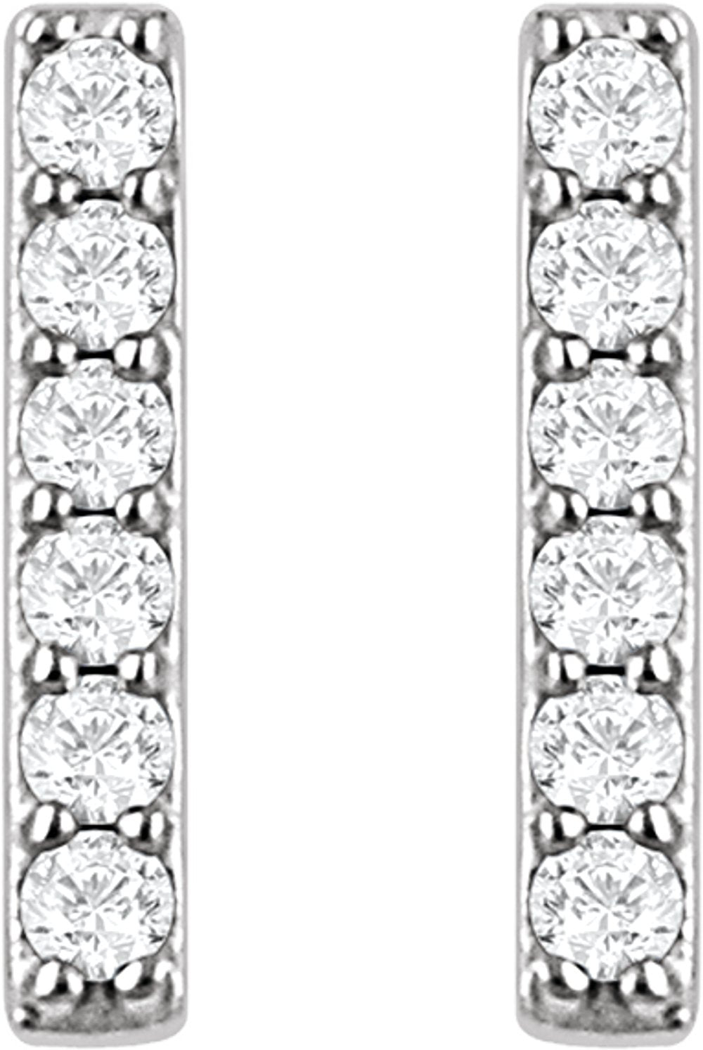 14K White Gold 1/10 CTW Lab-Grown Diamond Bar Earrings