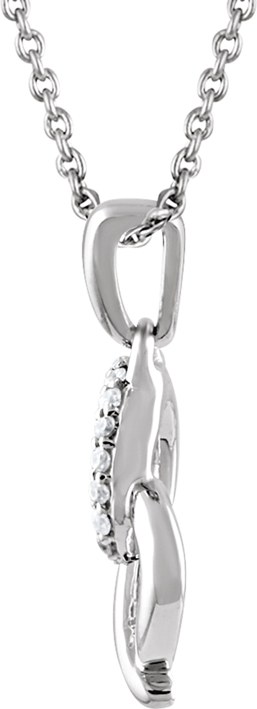Sterling Silver .05 CTW Natural Diamond Heart 16-18" Necklace