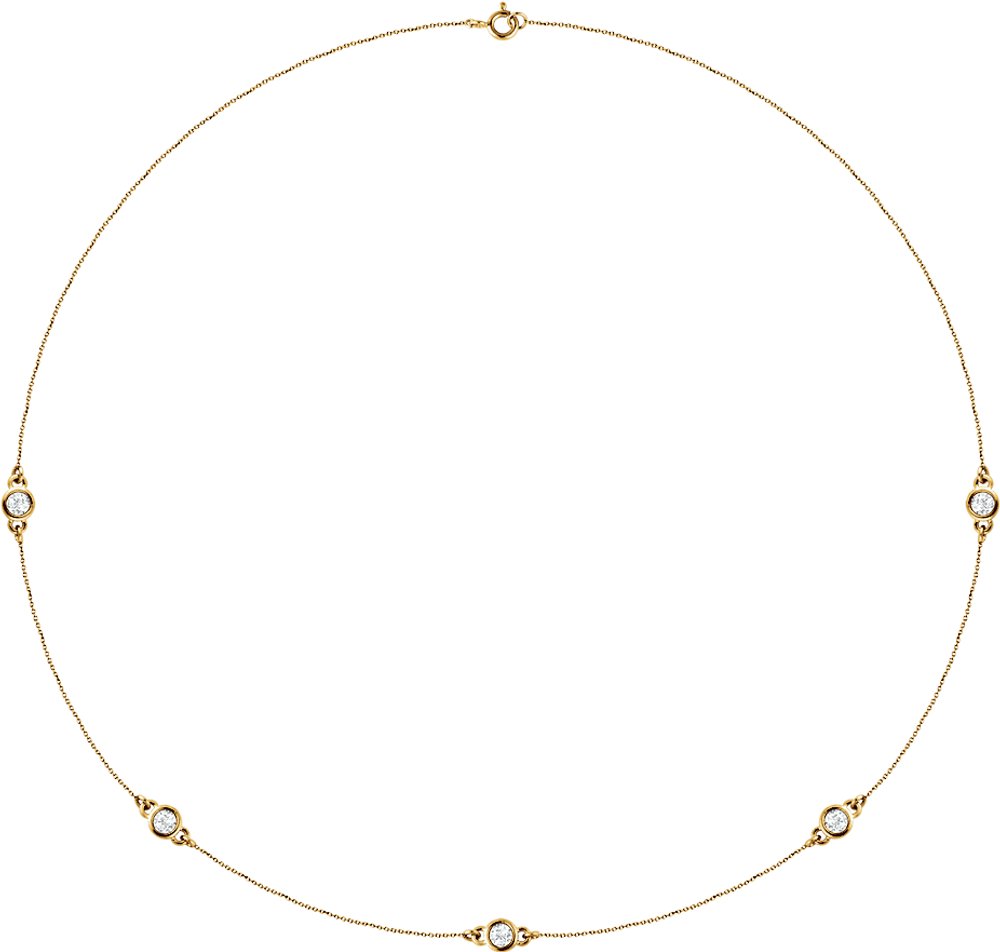 14K Yellow Gold 3/4 CTW Lab-Grown Diamond 5-Station 18" Necklace