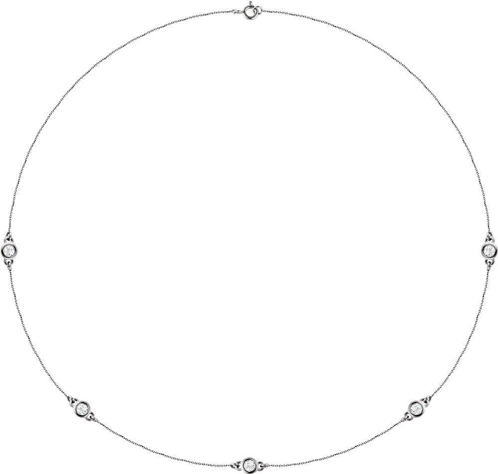 14K White Gold 3/4 CTW Lab-Grown Diamond 5-Station 18" Necklace