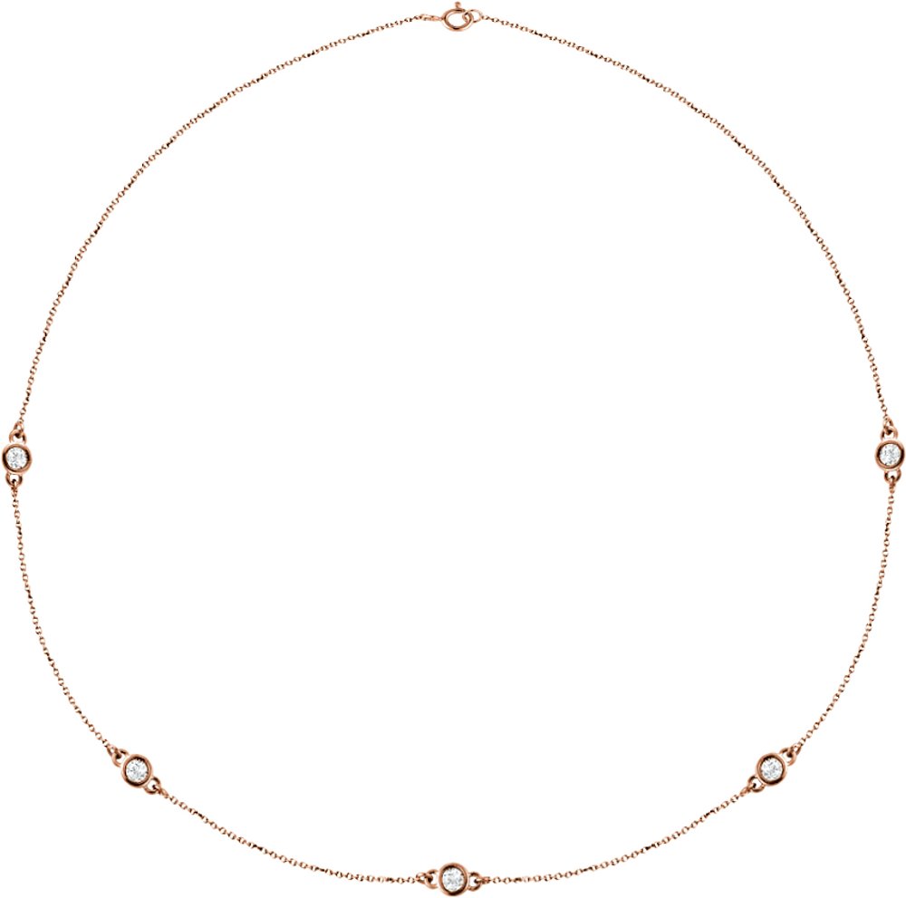 14K Rose Gold 1 CTW Lab-Grown Diamond 5-Station 18" Necklace