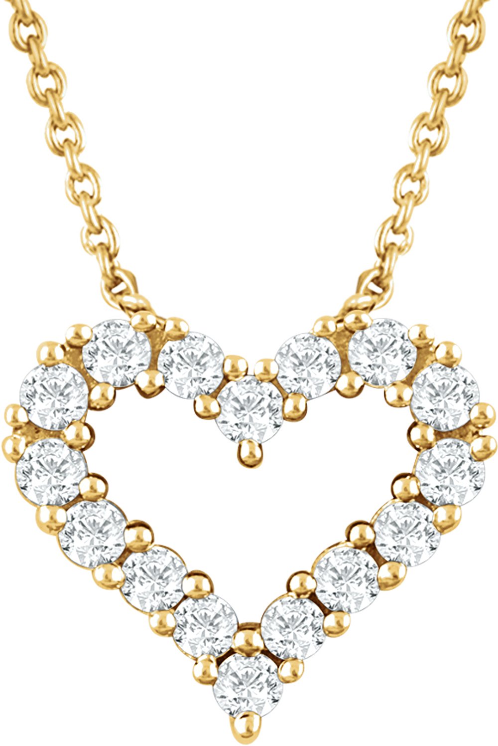 14K Yellow Gold 1/4 CTW Natural Diamond Heart 18" Necklace