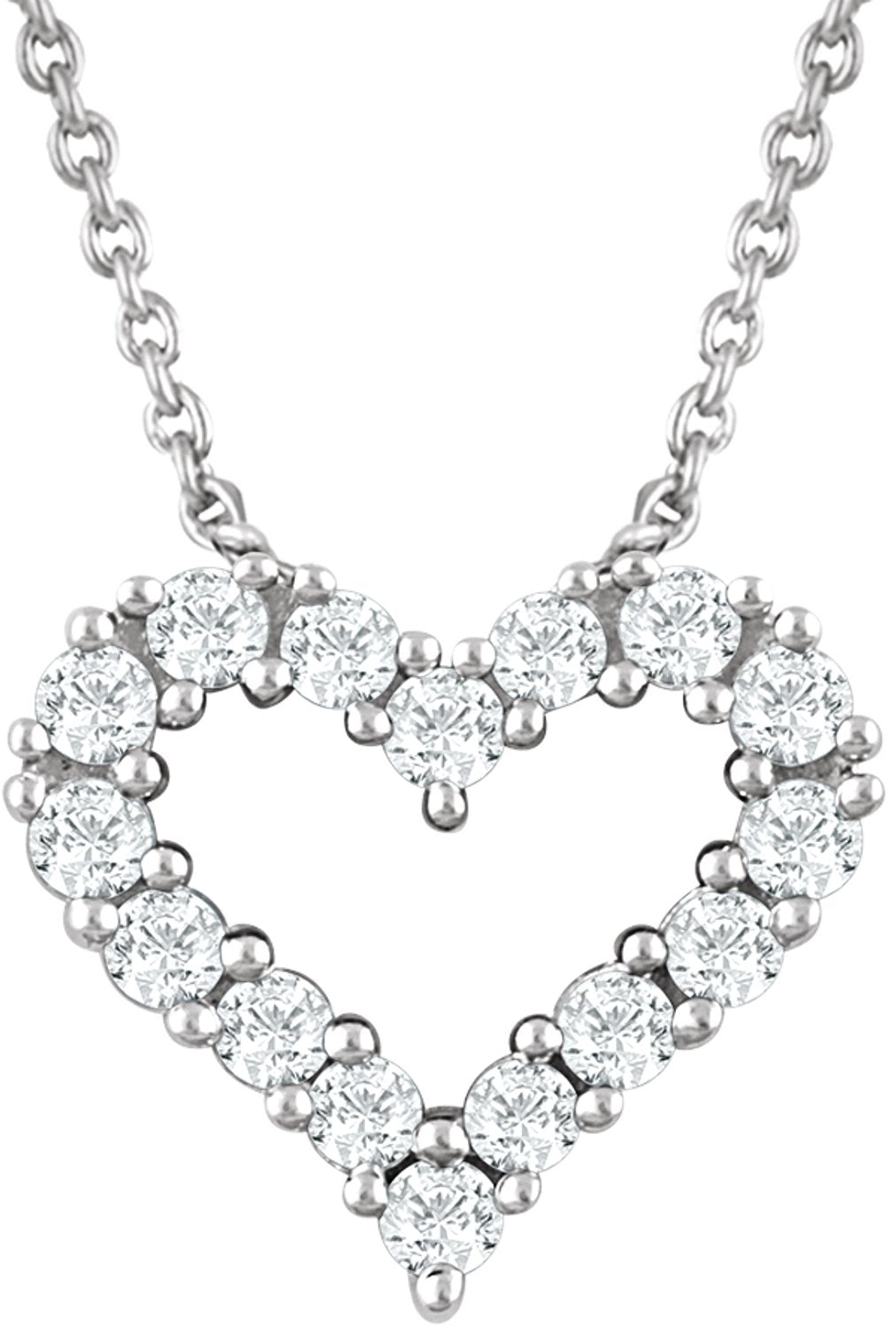 14K White Gold 1/4 CTW Natural Diamond Heart 18" Necklace