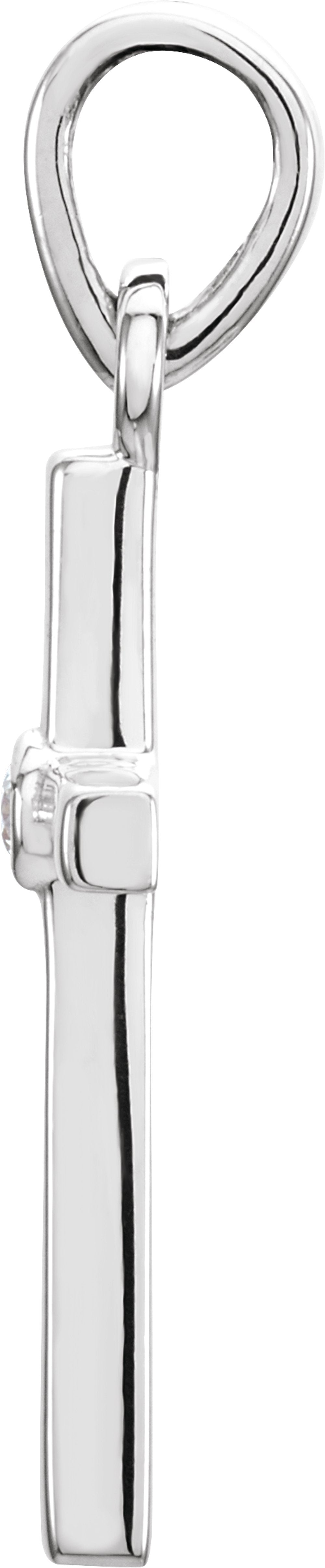 14K White Gold .01 CT Natural Diamond Cross Pendant