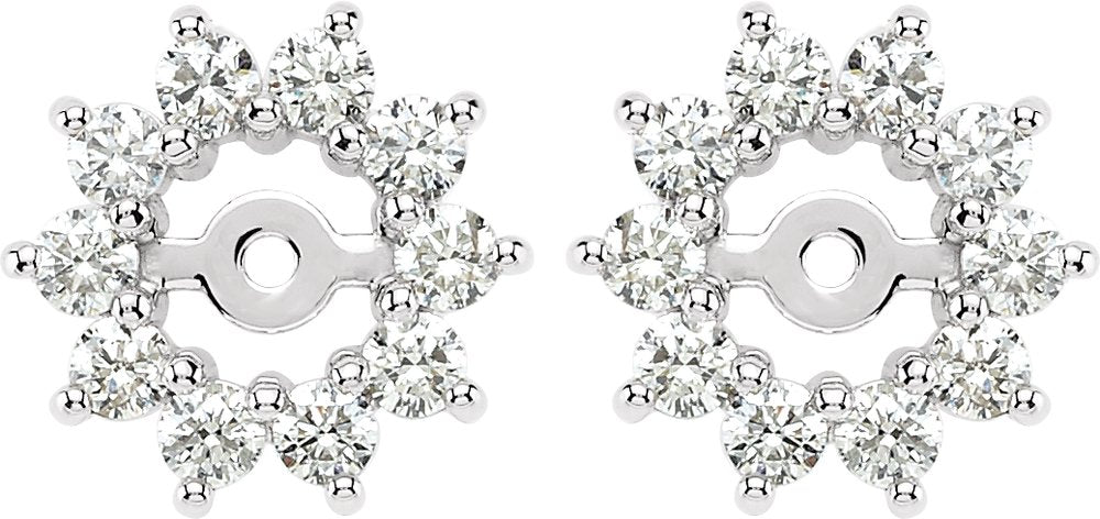 14K White 5/8 CTW Diamond Earring Jackets with 3.7mm ID