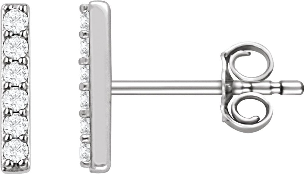 14K White Gold 1/10 CTW Natural Diamond Bar Earrings
