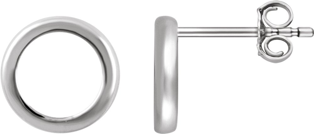 14K White Circle Earrings