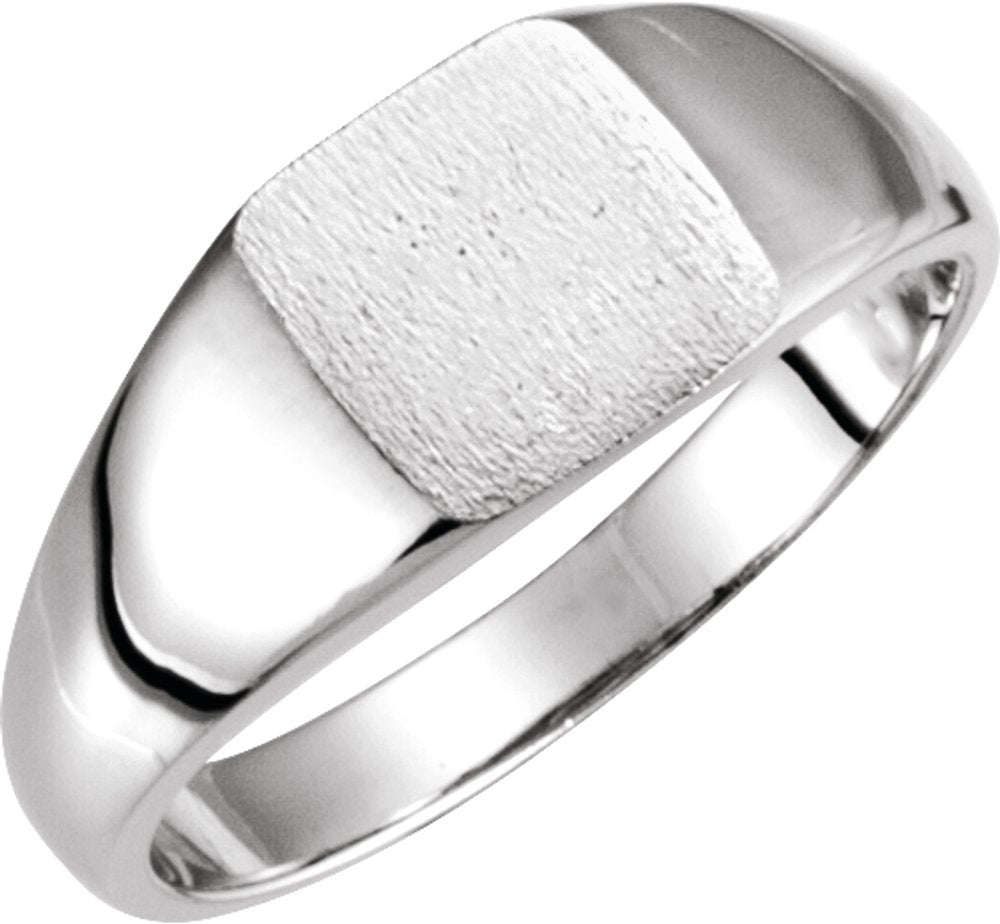14K White Gold 7 mm Square Signet Ring