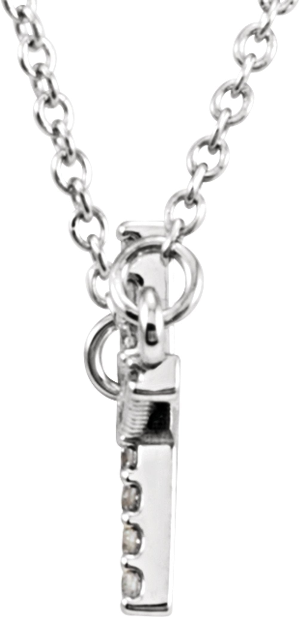 14K White Gold .08 CTW Natural Diamond Sideways Cross 16-18" Necklace