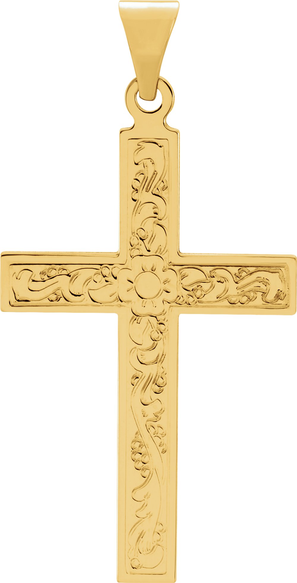 14K Yellow Gold 36.8x18 mm Cross Pendant