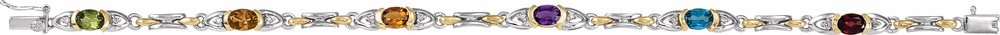 14K White/Yellow Natural Multi-Gemstone & 1/10 CTW Natural Diamond 7 1/2" Bracelet