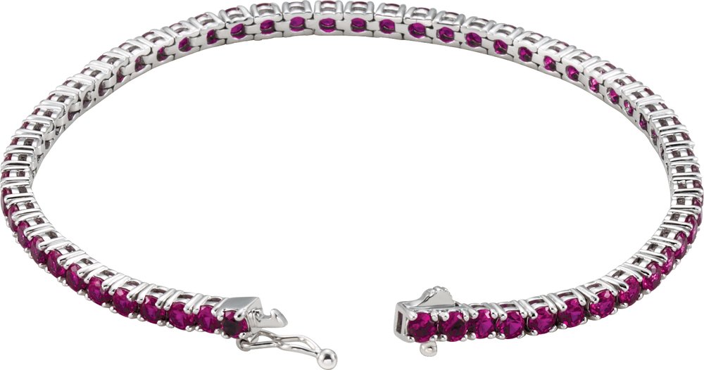 14K White Lab-Grown Ruby Line 7.25" Bracelet