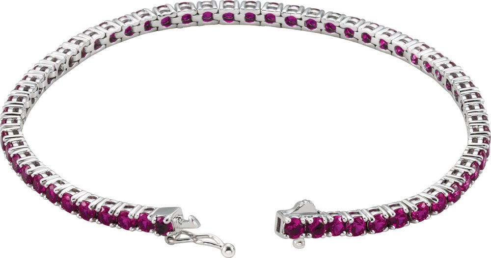 14K White Gold Lab-Grown Ruby Line 7.25" Bracelet