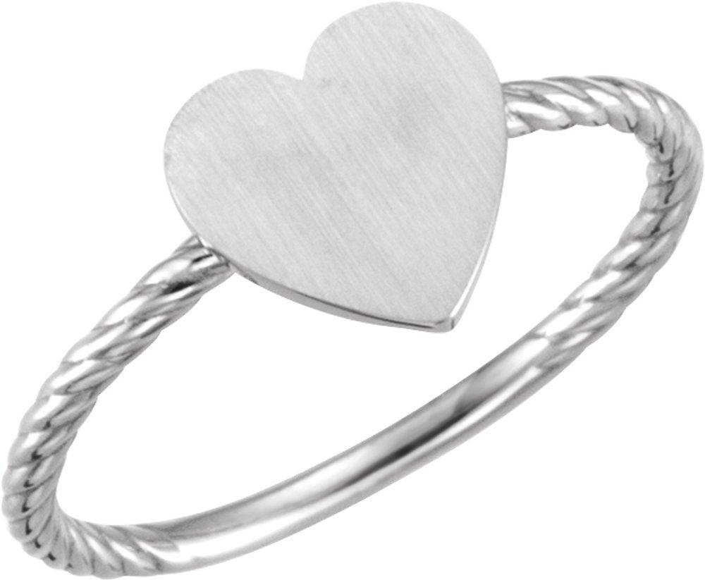 14K White Be Posh® Engravable Rope Signet Ring