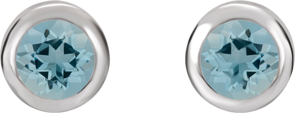 14K White Gold Natural Aquamarine Bezel-Set Earrings