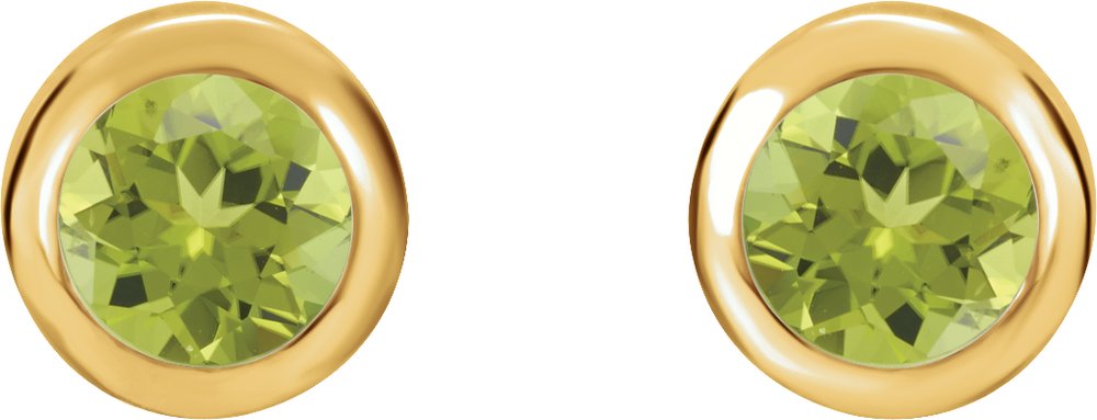 14K Yellow Gold Natural Peridot Bezel-Set Earrings