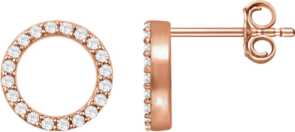 14K Rose Gold 1/5 CTW Natural Diamond Circle Earrings