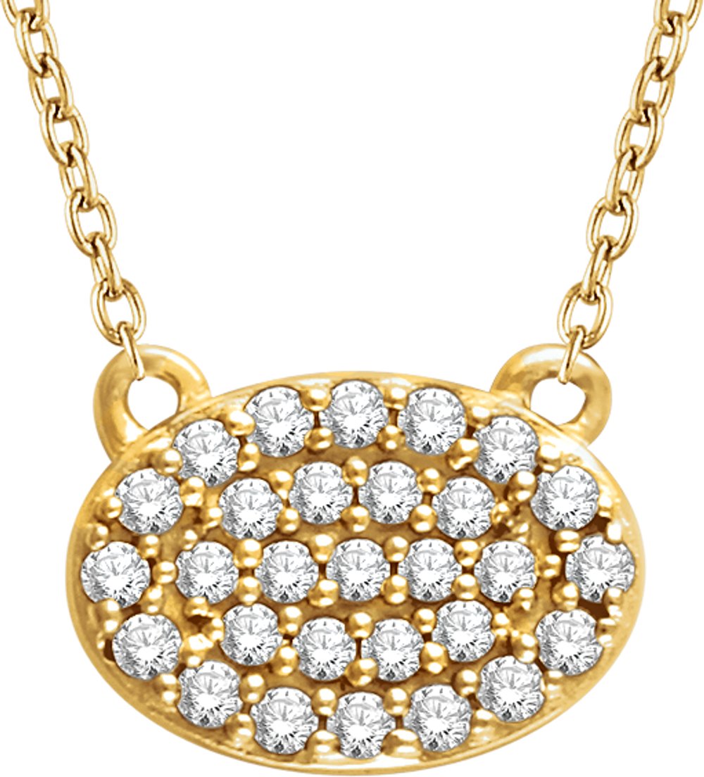 14K Yellow Gold 1/5 CTW Natural Diamond Cluster 16-18" Necklace