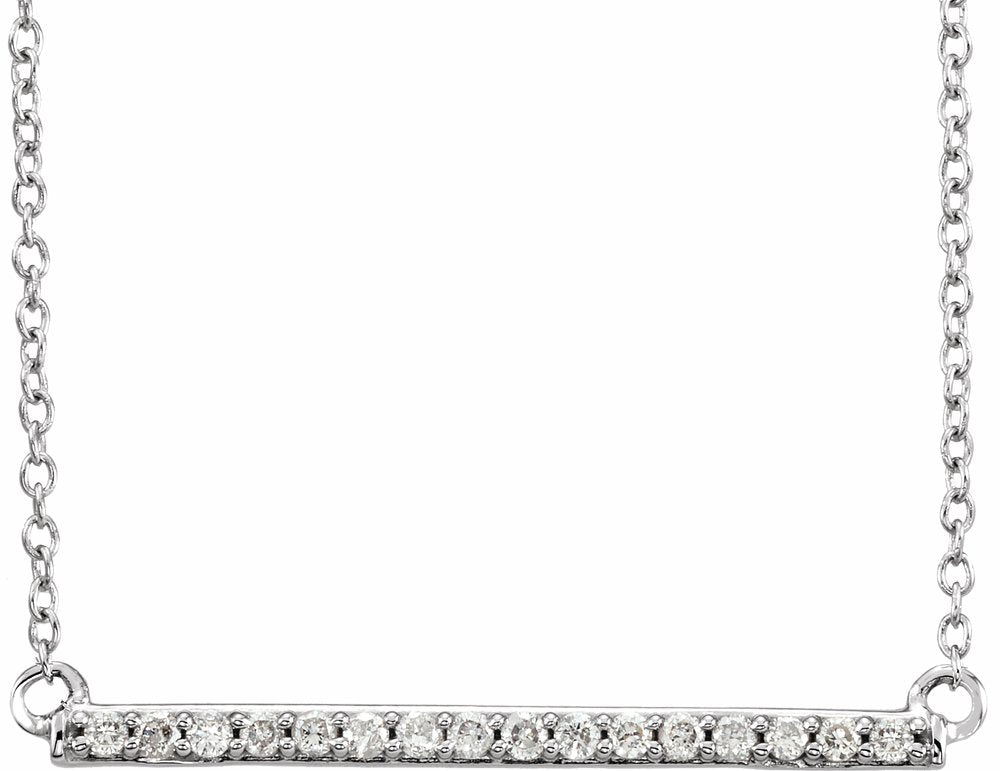 14K White Gold 1/6 CTW Lab-Grown Diamond Bar 16-18" Necklace