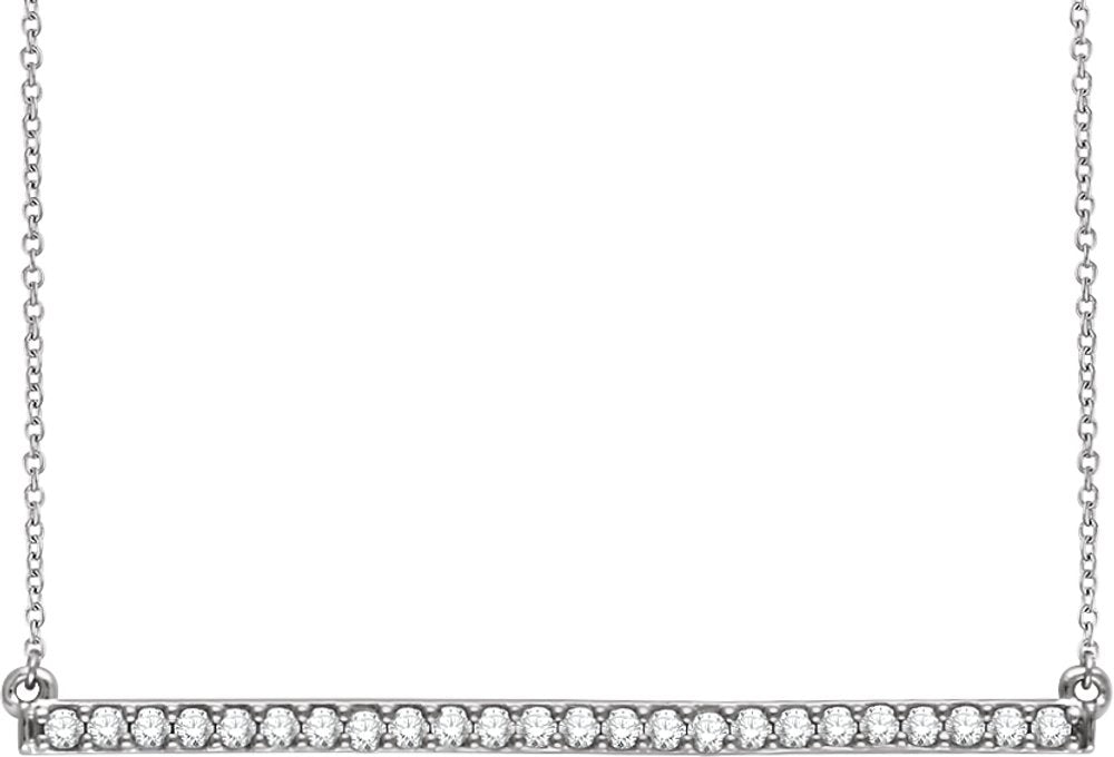 Sterling Silver 1/3 CTW Lab-Grown Diamond Bar 16-18" Necklace