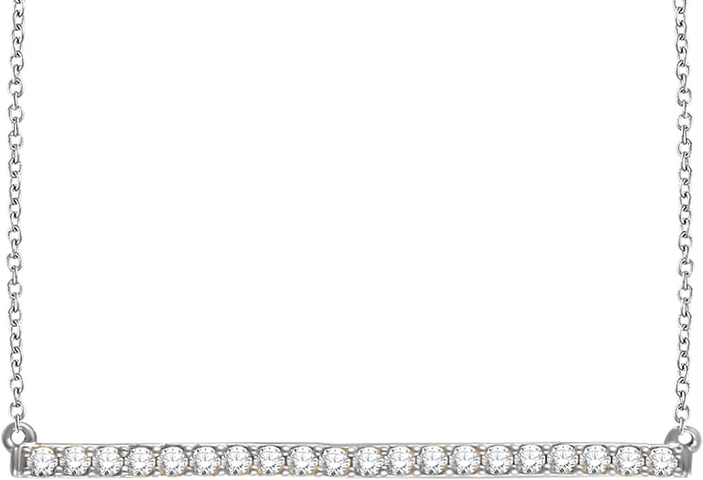14K White Gold 1/2 CTW Natural Diamond Bar 16-18" Necklace