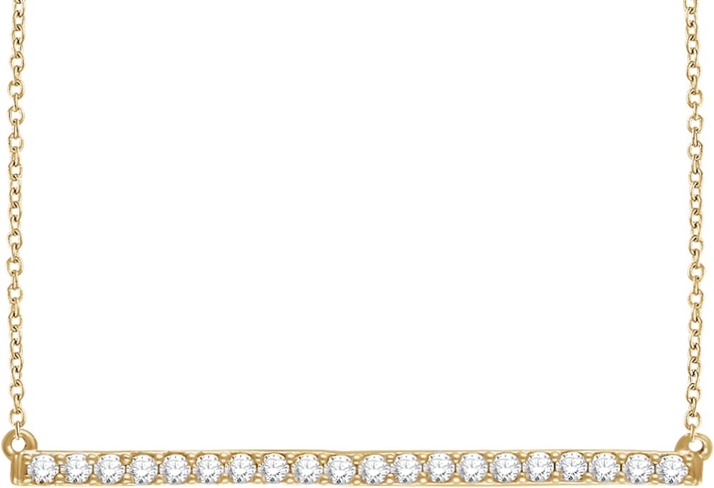14K Yellow Gold 1/2 CTW Natural Diamond Bar 16-18" Necklace