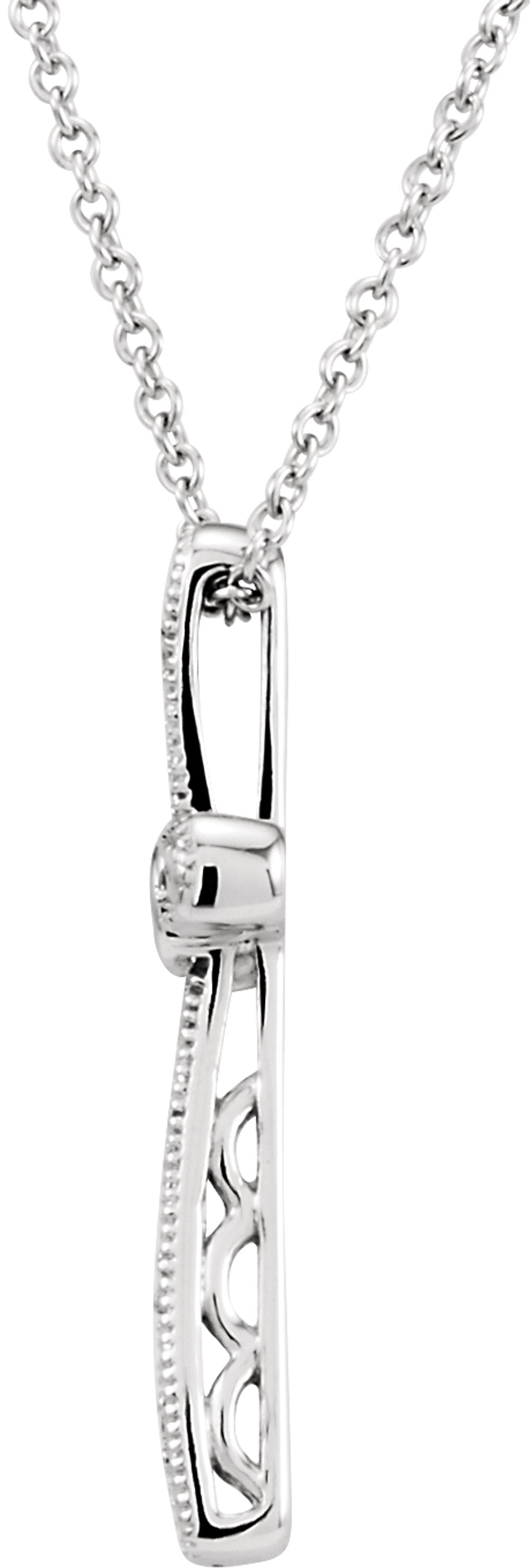 14K White .05 CTW Natural Diamond Cross 18" Necklace