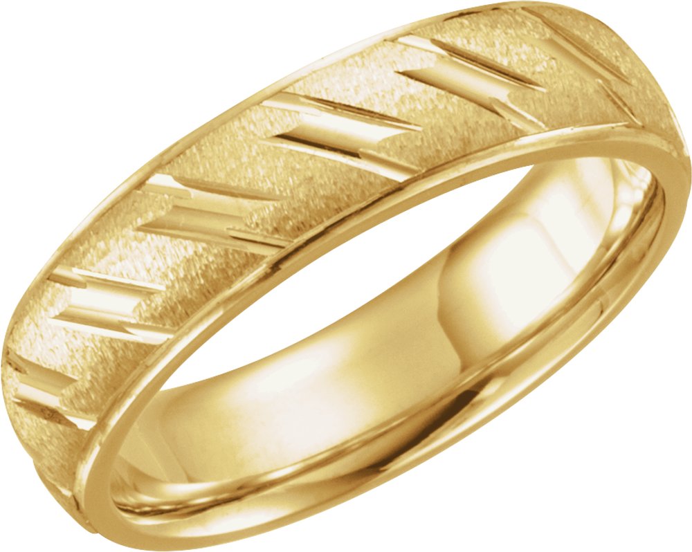 14K Yellow 6 mm Design Band Size 8.5