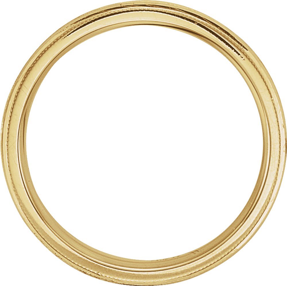 14K Yellow Gold 6 mm Milgrain Wheat Pattern Comfort-Fit Half Round Band Size 7