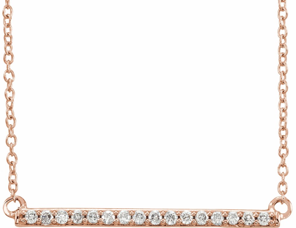 14K Rose Gold 1/6 CTW Natural Diamond Bar 16-18" Necklace