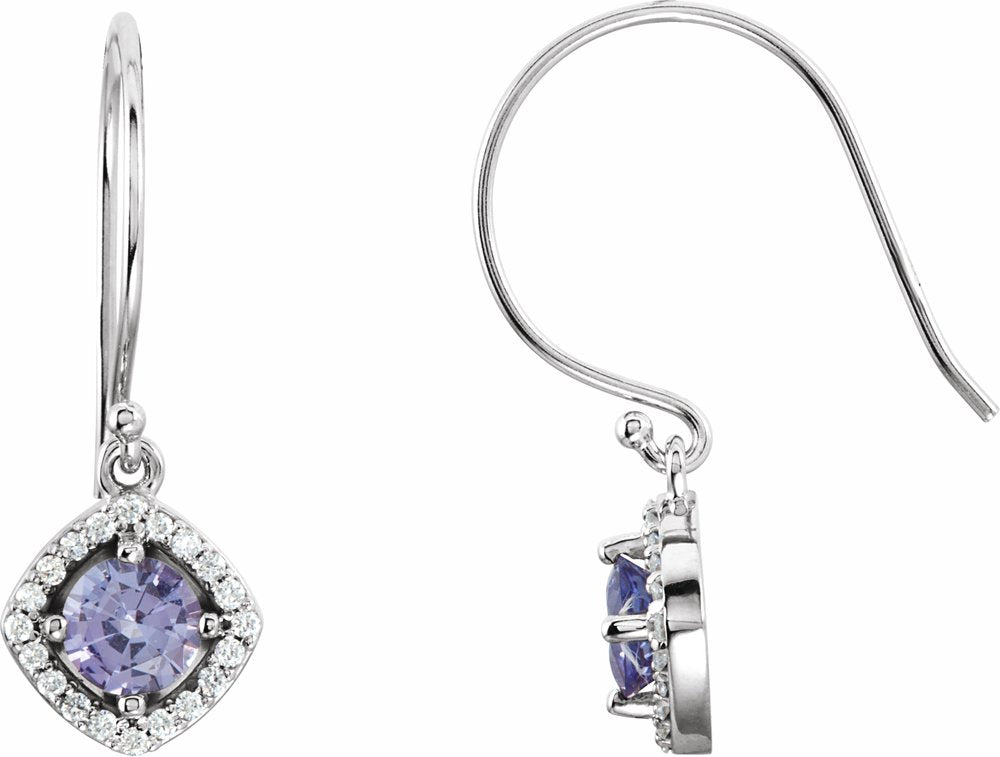 14K White Gold Natural Tanzanite & 1/5 CTW Natural Diamond Earrings