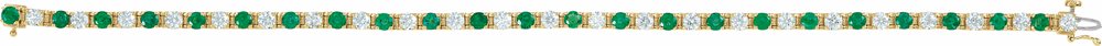 14K White Gold Lab-Grown Emerald & 2 3/8 CTW Lab-Grown Diamond Line 7" Bracelet