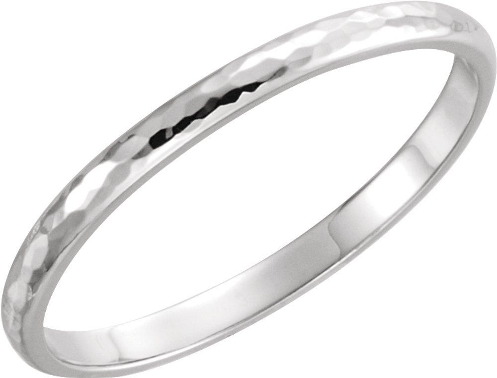 Platinum 2 mm Half Round Hammered Band Size 5.5