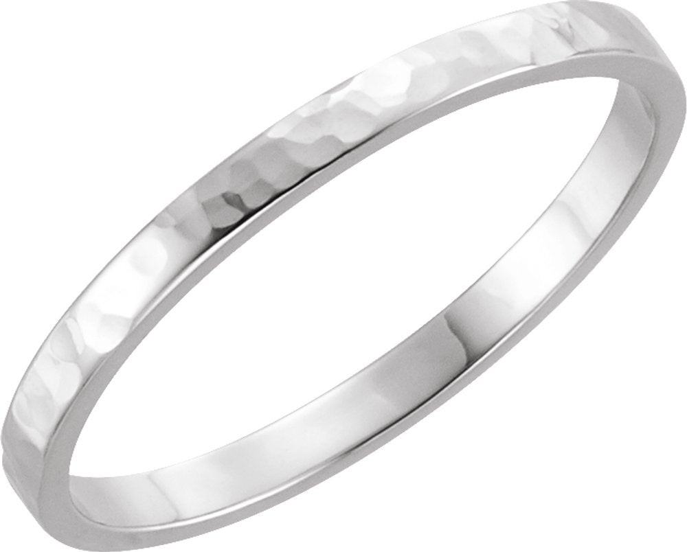 14K White 2 mm Flat Band Size 6