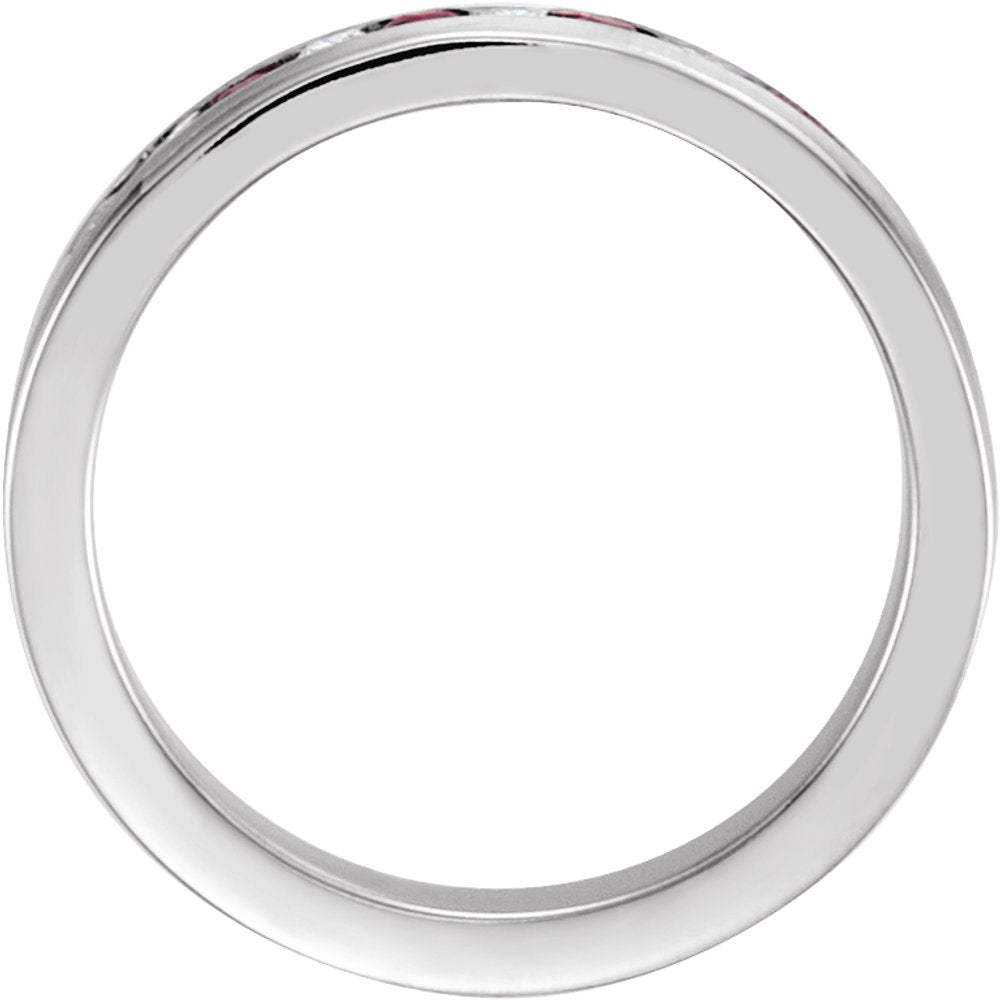 14K White 1/10 CTW Natural Diamond & Natural Ruby Anniversary Band