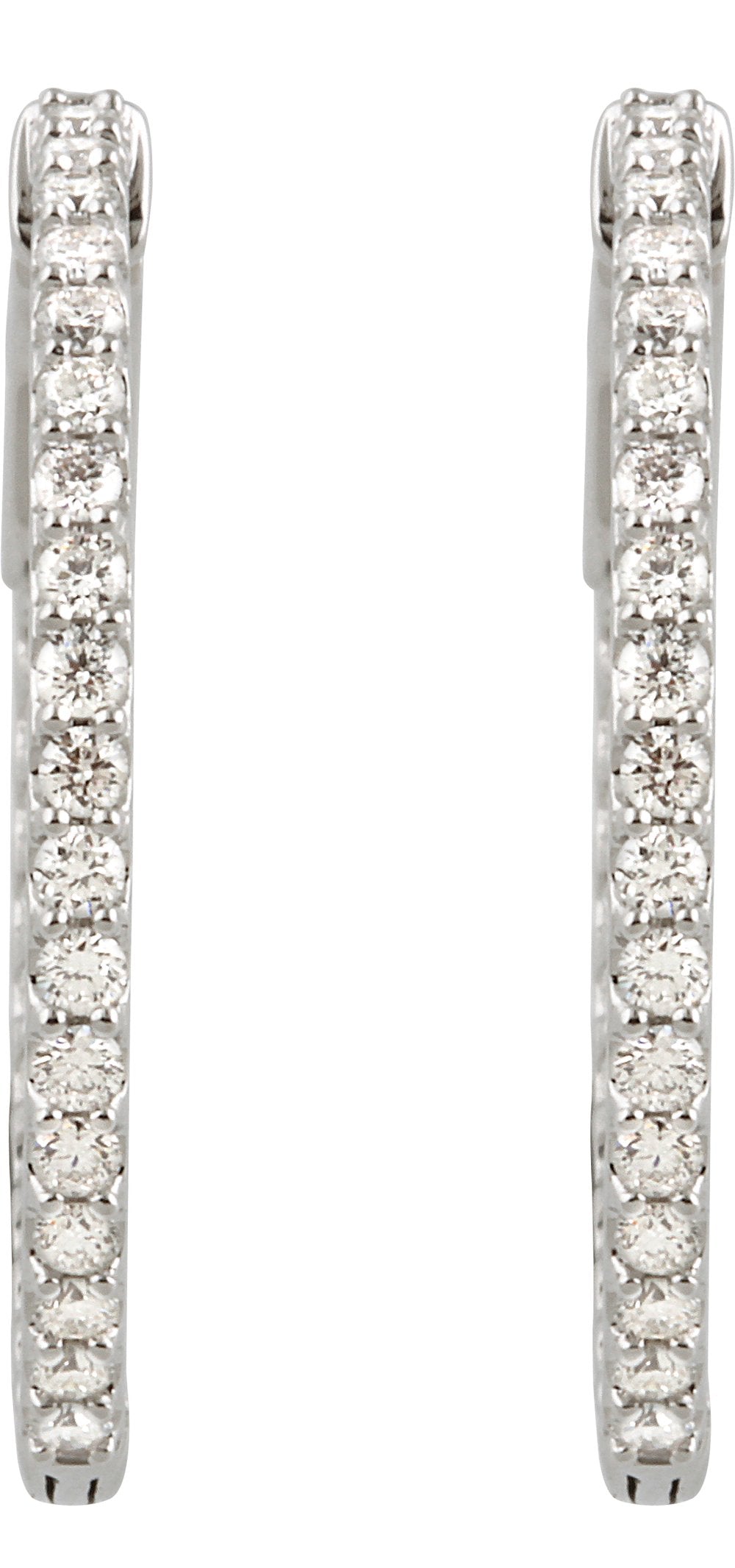 14K White Gold 1 CTW Natural Diamond Inside-Outside 26.5 mm Hinged Hoop Earrings
